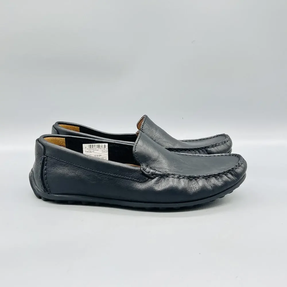 Clarks Shoes Mens 8.5 Black Leather Hamilton Free Driving Moc Loafers Comfort